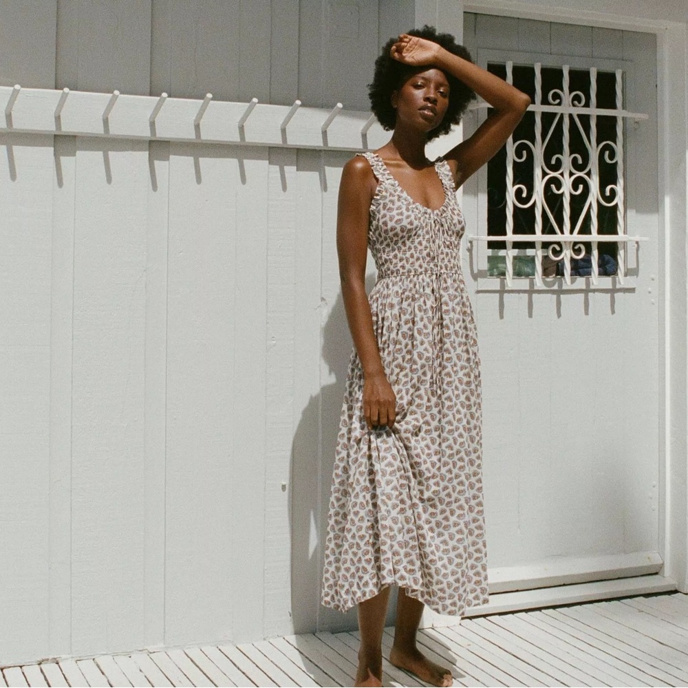 Doen Emmaretta Dress in Sea Salt Bedford Paisley size medium